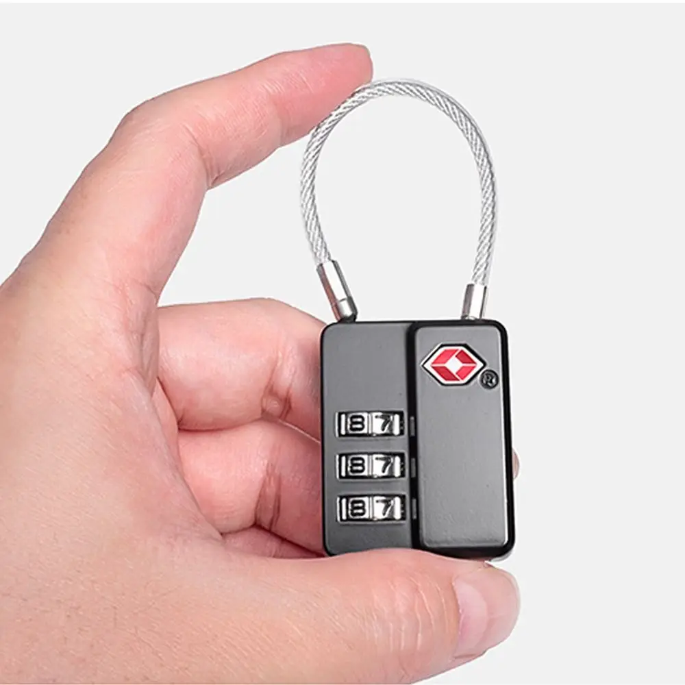 Serrure à combinaison à 3 chiffres en alliage de Zinc Durable, antivol TSA, mot de passe douanier, outil de sécurité, cadenas à câble métallique pour voyage
