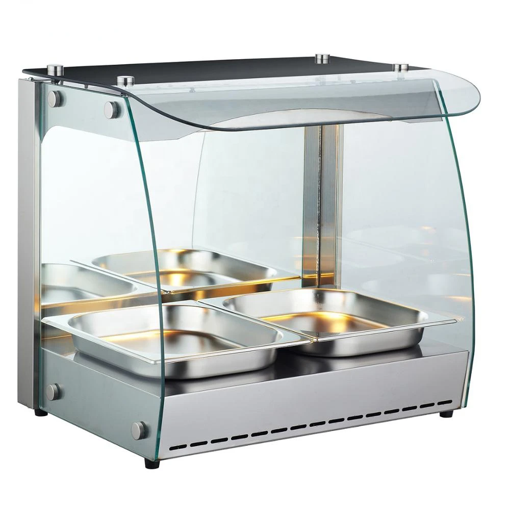 Countertop Round Curved Glass Hot Food Heating Warming Showcase