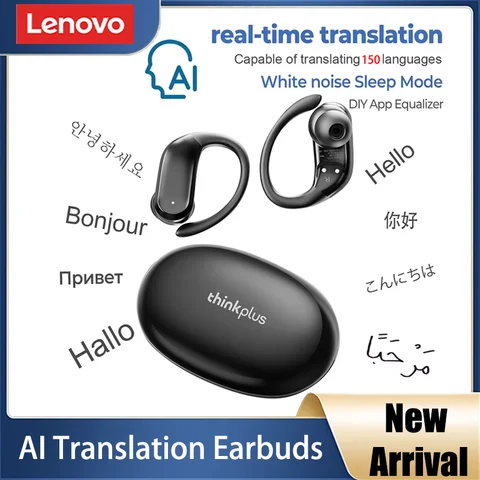 새로운 Lenovo XT55 AI Bluetooth V5.4 이어폰 지능형 번역 헤드폰 AI 보조 이어 버드로 라이브 대화 녹음