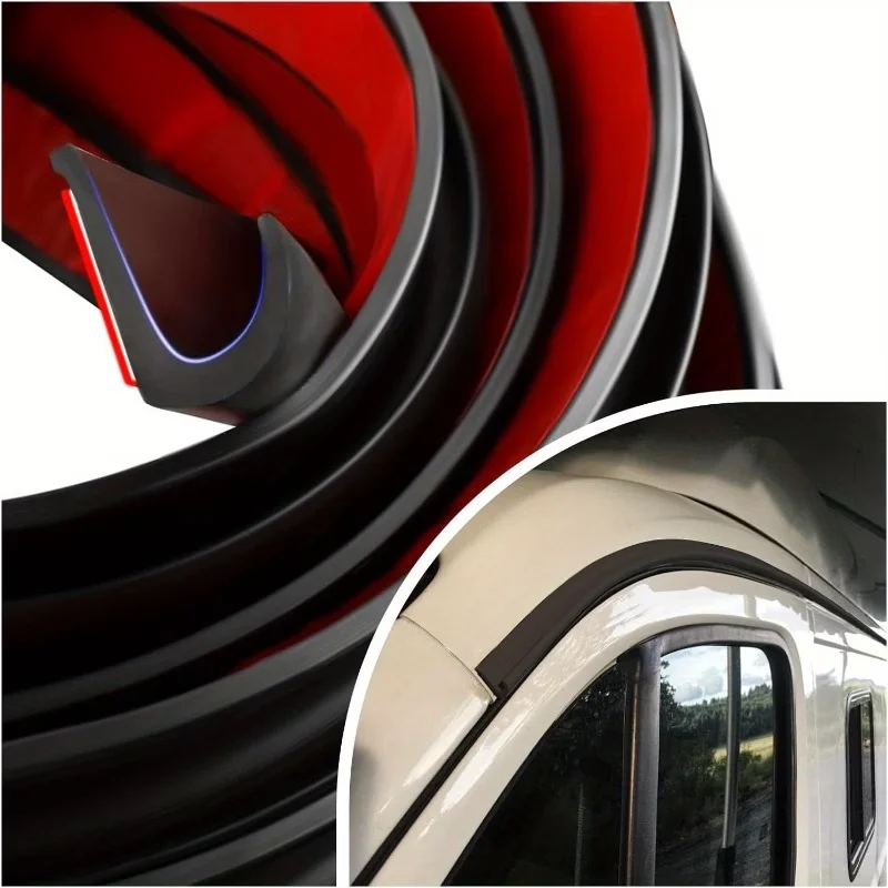 Self-Adhesive J-shaped RV Water Guide Strip, Durable Plastic Drip Rail for RV, Car & Truck Roof, Reduces Water Pooling