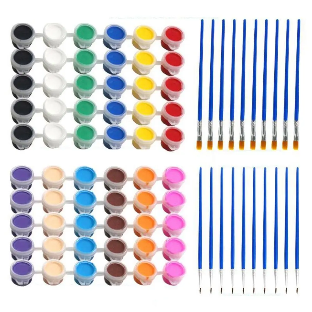 Pigment Acrylic Paint Set Art Craft Wood 6/12 Colors Paint Set Container Paint Brushes For Adults