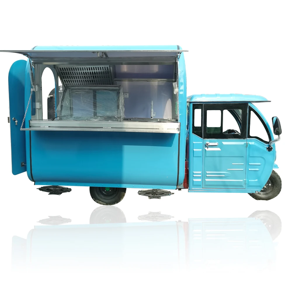 متوفر في المخزون الأزرق 3 عجلات توك توك كهربائي لبيع عربة الغذاء دراجة ثلاثية العجلات كشك القهوة السريعة مقطورة نوع شاحنة متنقلة