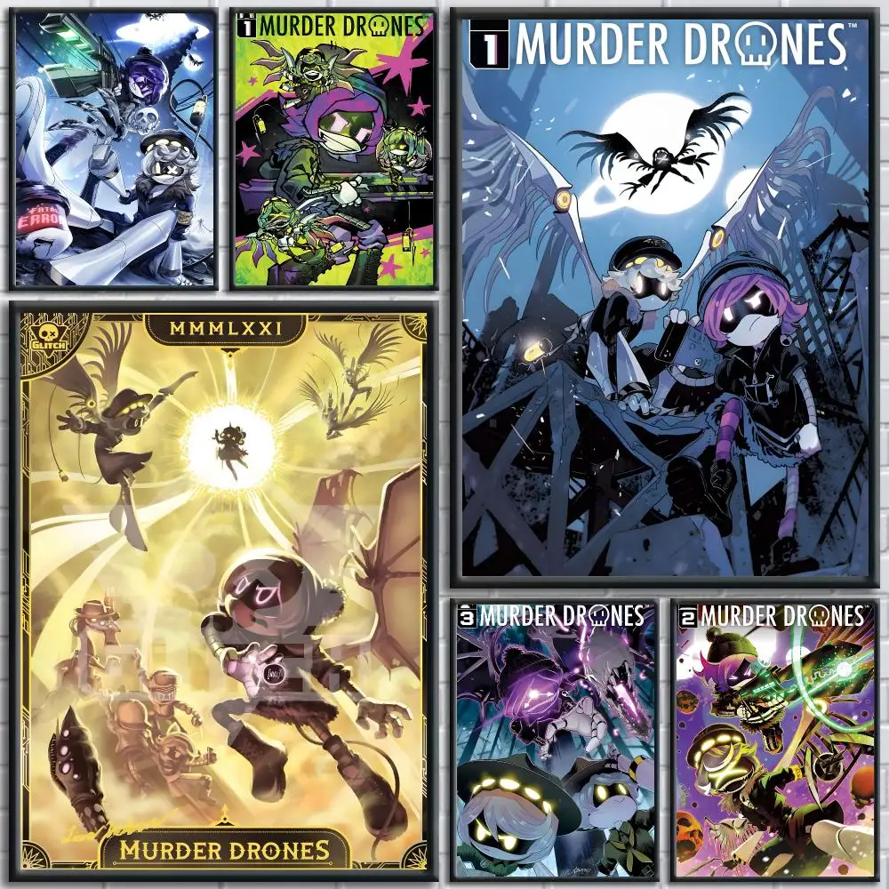 Murder Drones Anime Sci‑fi Dark Poster Painting Prints Wall Art Picture Film Room Home Bar Cafe Decor Home  Mural