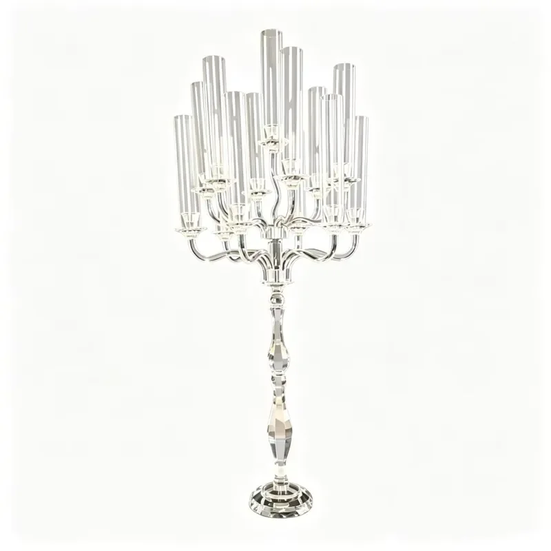 Luxury 13 Arm Crystal Candlestick Holder Transparent European Style Lantern Jar for Wedding Banquet Dining Table Home Decor