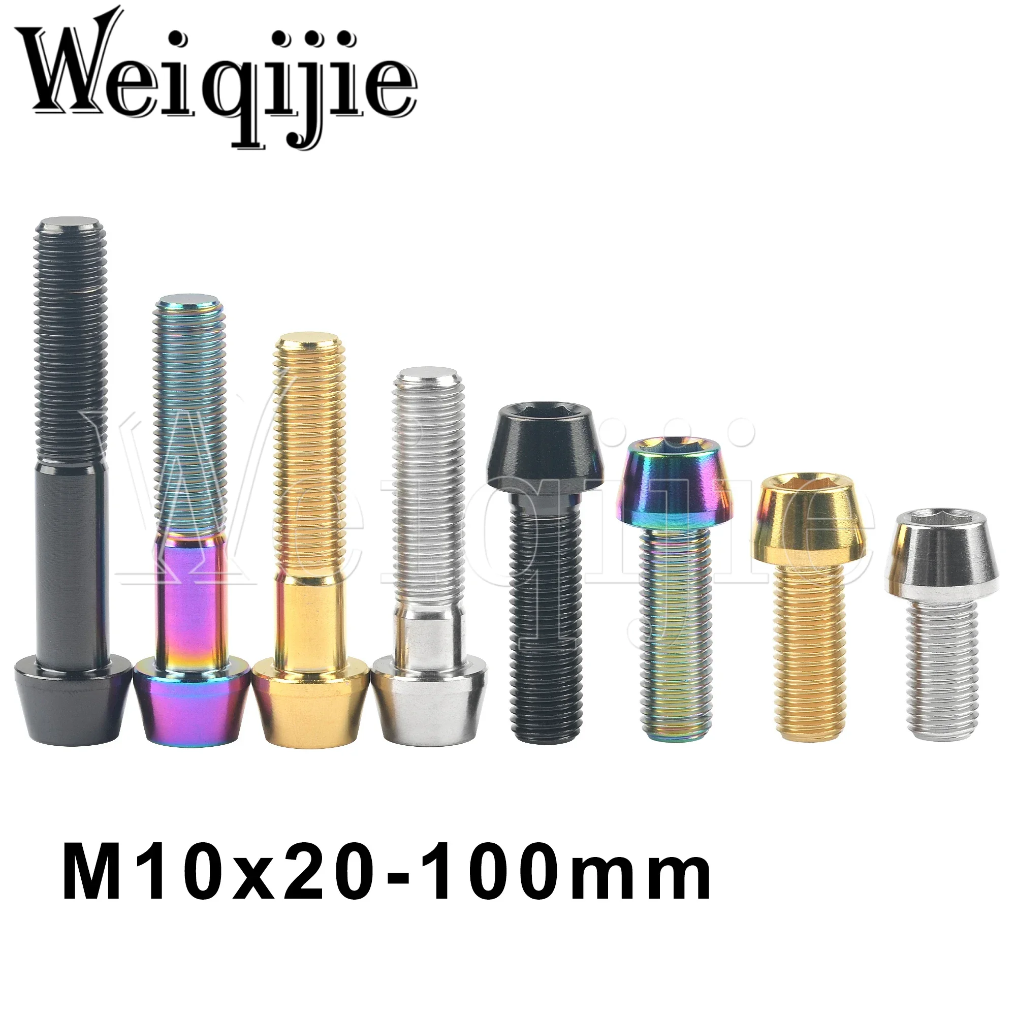 

Weiqijie 6pcs Titanium Bolt M10x20 - 100mm Pitch1.25/1.5mm Allen Wrench Motorcycle Modified Cone Head Screws