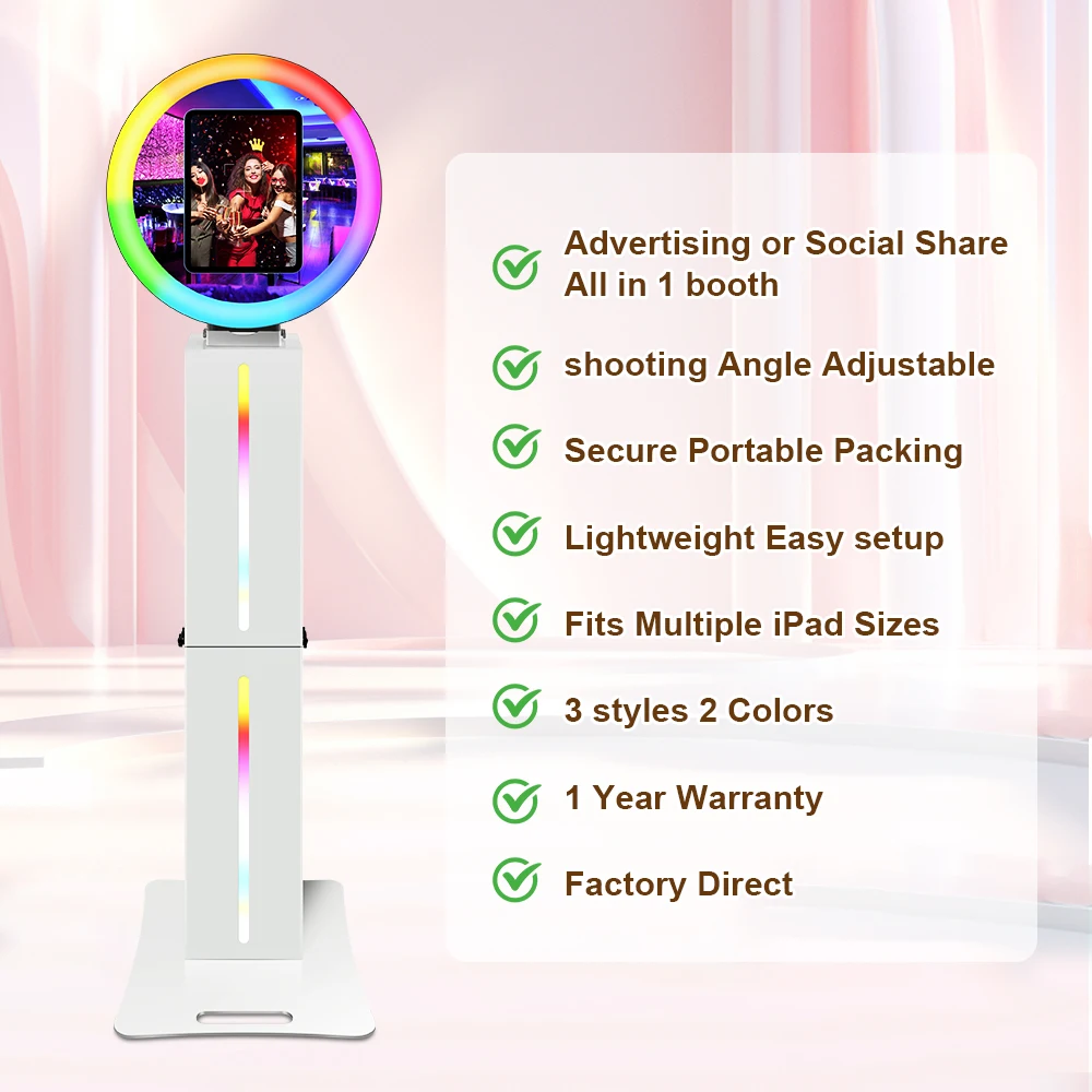 Photo Booth Selfie Machine Stand Metal Remote Control iPad Photobooth For Graduation Celebrations Birthday Parties