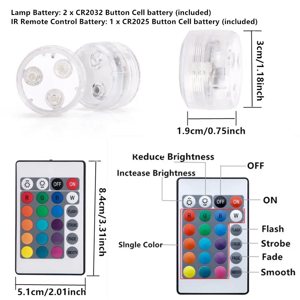 3 LED Underwater Light 16 Colors RGB IP68 Waterproof Swimming Pool Accessories Light Outdoor Submersible Lights for Pond Vase image 4