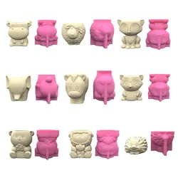 Silicone Mold 3D Zebra Fox Flower Pot Mould DIY Handmade Crafts Plaster Candle Crystal Epoxy Resin Mold for Home Decors