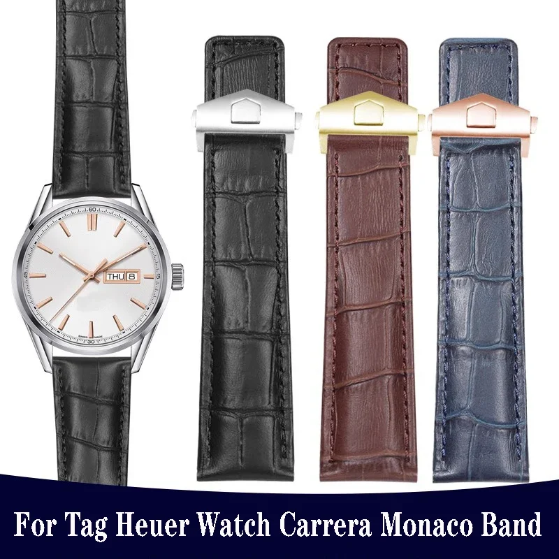 

Genuine Leather Strap for Tag Heuer Watch Carrera Monaco Watch Belt Black Brown Bracelet Wristwatch 19mm 20mm 22mm Watchband