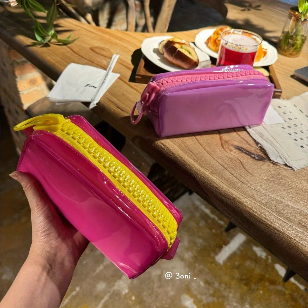Available in 5 Colors, Jelly-Like Stationery Storage Box! Dopamine Pencil Case, Simple Solid Color Durable Bag, Stands Upright and Stable, Large Capacity Daily Stationery Box, Back-To-School Gift, Sch image 6