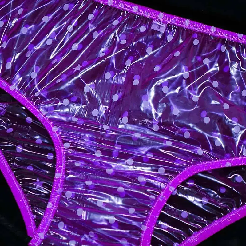 Men's Swimming Soft Transparent PVC Plastic Mid-waist Briefs Perspective Sexy Leak-proof Oil-pushing Anti-fouling Plastic Film