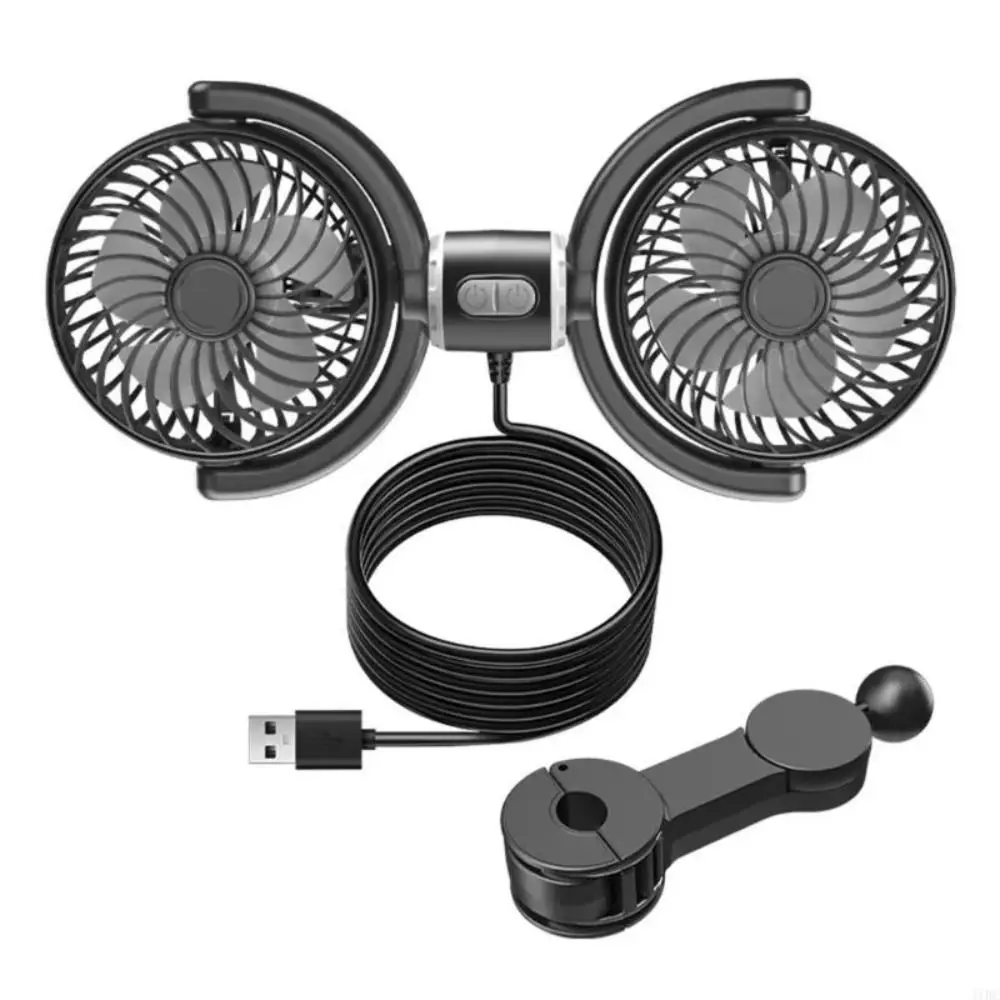 

Dual Head Car Seat Back Cooling Fan 3-Speed USB Car Rear Headrest Fan 360° Rotatable Car Neck Cooler Fan for Car Vehicle SUV RV