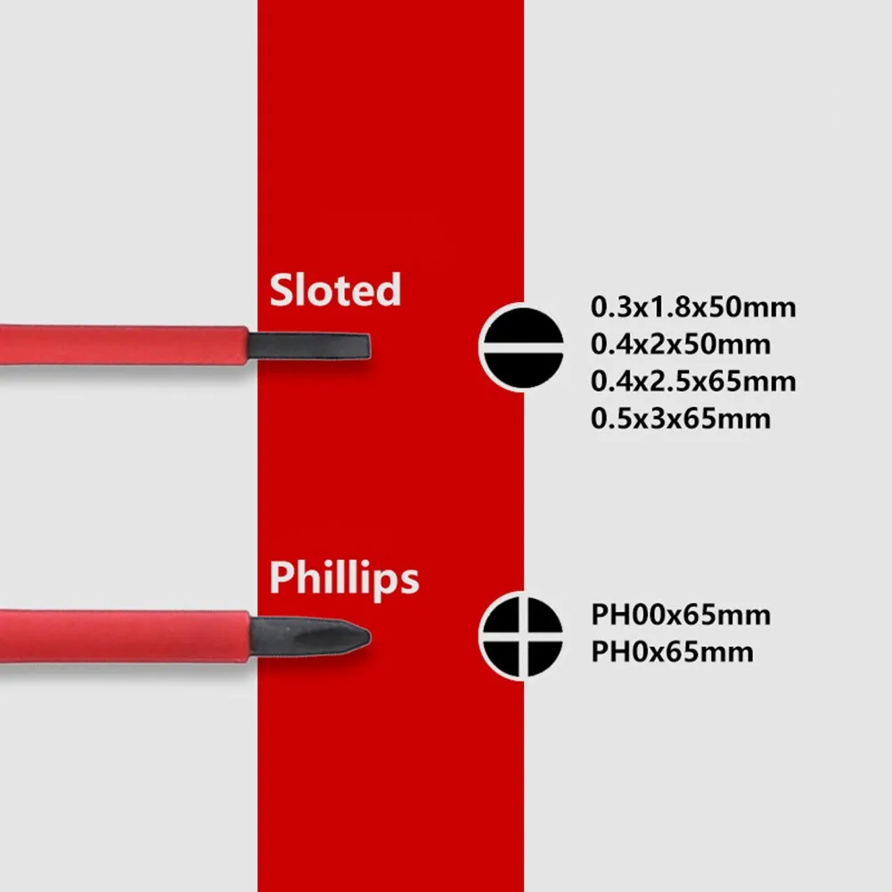 6 In1 Precision Screwdriver Bit 1000V Insulated Phillips Slotted Screw Driver Magnetic Multifunctional Electrician Repair Tool