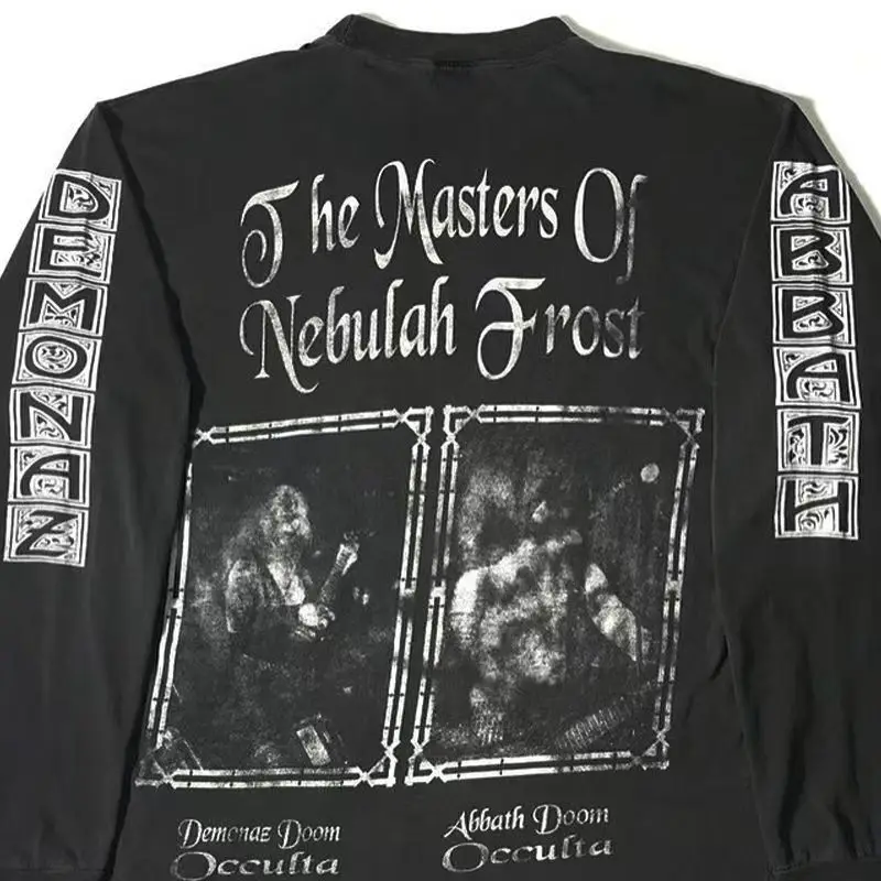 

Vintage 2000s Cotton T-Shirt Men Y2K Winter Long Sleeve Oversize Streetwear Women Tops Letter Graphic Print Clothes