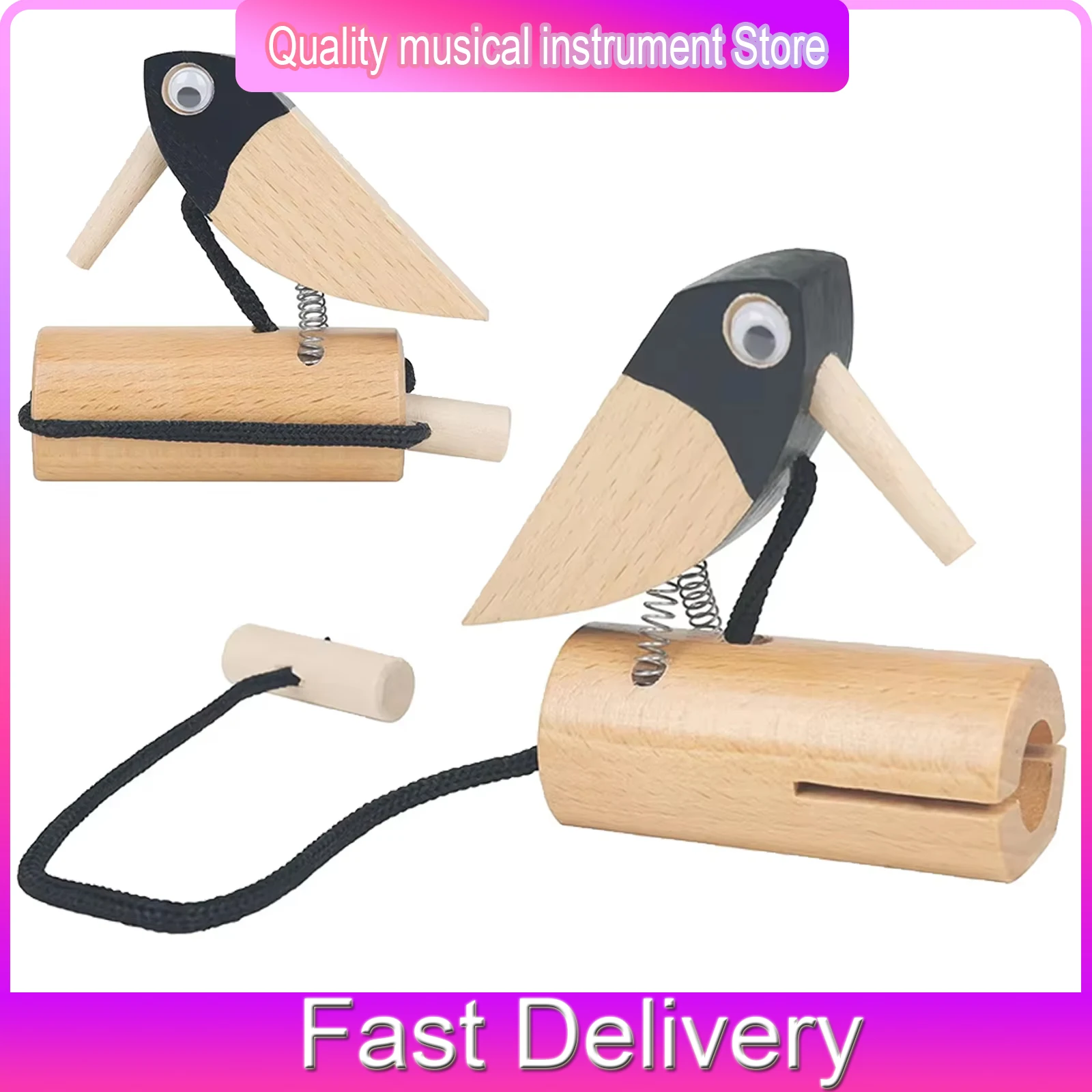 Orff Birdsong Early Childhood Education Enlightenment Sound Effect Instrument Woodpecker Baby Child Fun Toys Christmas Gift