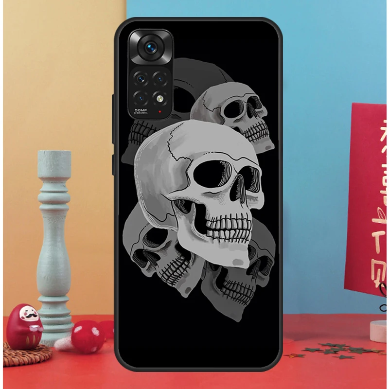 Gothic Skull Case For Xiaomi Redmi Note 11 10 9 7 Pro 10S 9S 8T Redmi 10 10A 10C 9A 9C 9T Soft Back Cover