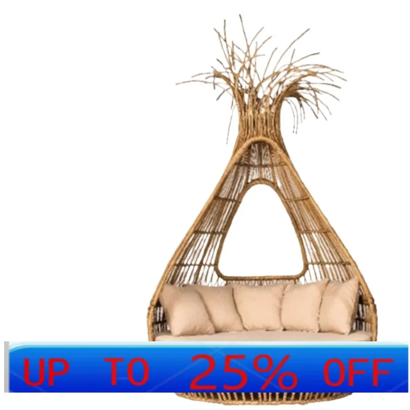 

LMMOutdoor Rattan Recliner Courtyard Bird Cage Floor Rattan Chair Beach Chair