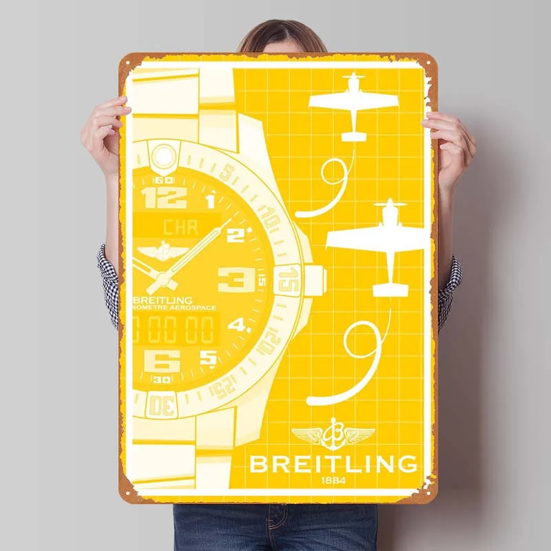 Breitling Aerospace Watches Poster Bathroom Decor Tin Plaques Wall Art Gaming Room Decoration Metal Sign for Wall Decoration