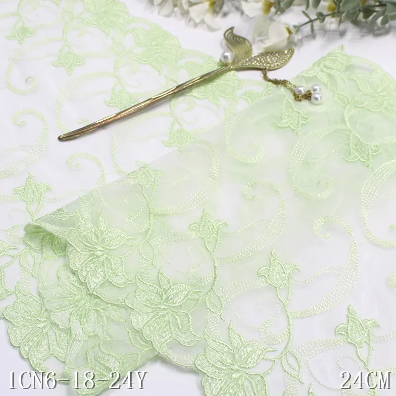 

28 Yards Green Pink Floral Embroidery Lace Trim For Skirt Hem Clothes Sewing Material DIY Apparel Dress Fabric