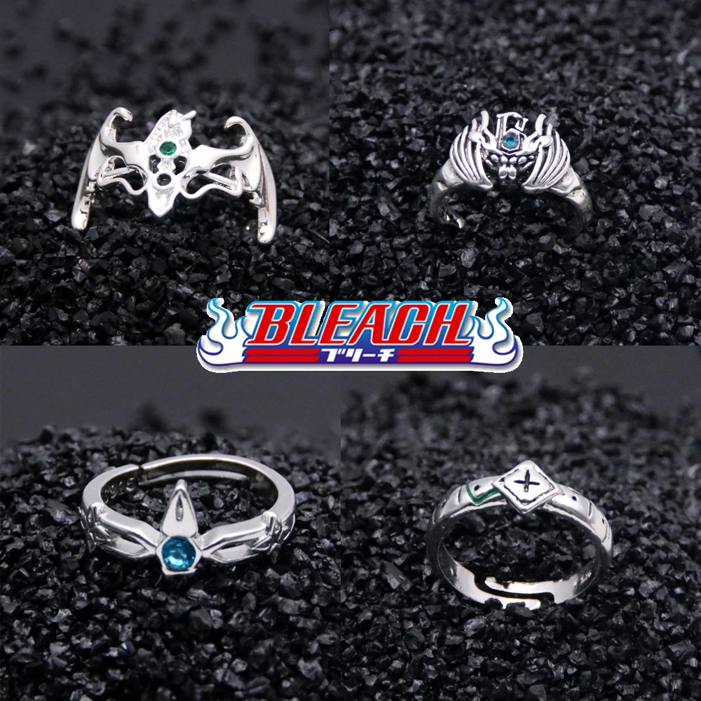 Anime Bleach Cosplay Rings Hitsugaya Toushirou Ulquiorra Cifer Grimmjow Metal Adjustable Unisex Rings Fans Props Jewelry Gift