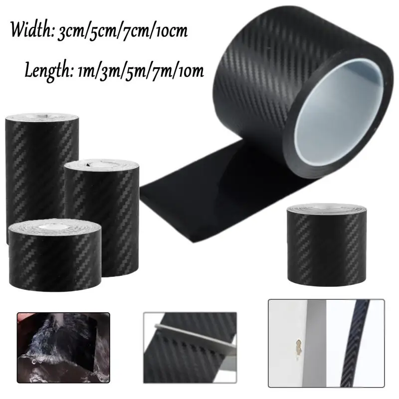 1pcs Carbon Fiber Car Sticker Paste Protector Strip DIY Automotive Protective Film Auto Door Sill Side Anti Scratch Tape