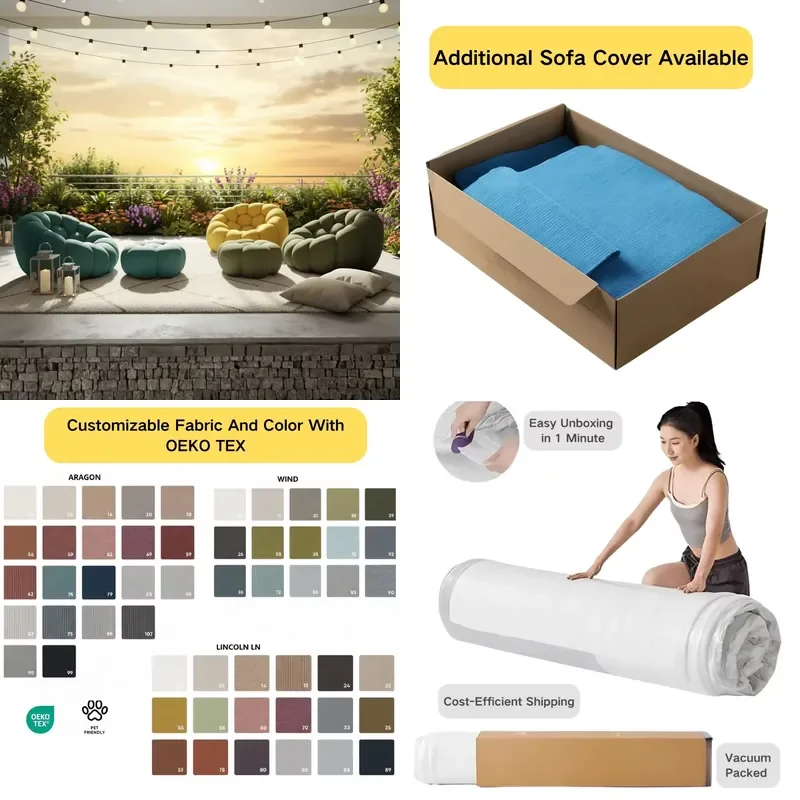 Canapé minimaliste en tissu écologique à une place, compressé, effet bulle, pour le salon Roche Bobois