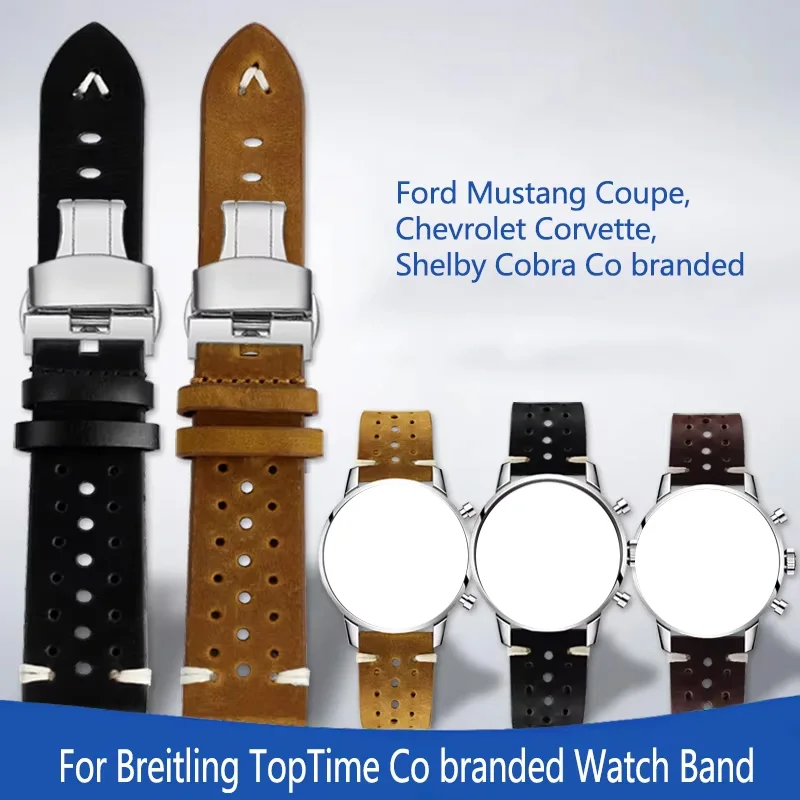 

Cowhide Strap For Breitling TopTime Ford Mustang Sports Car Chevrolet Corvette Co Branded Leather Watchband 20MM 21MM Bracelet