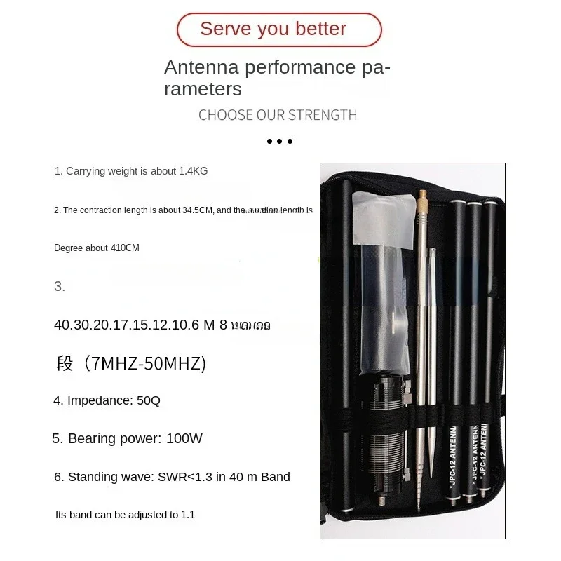 Para Pac-12 onda curta edição compacta portátil multibanda antena vertical JPC-12 antena de onda curta antena de terraço ao ar livre