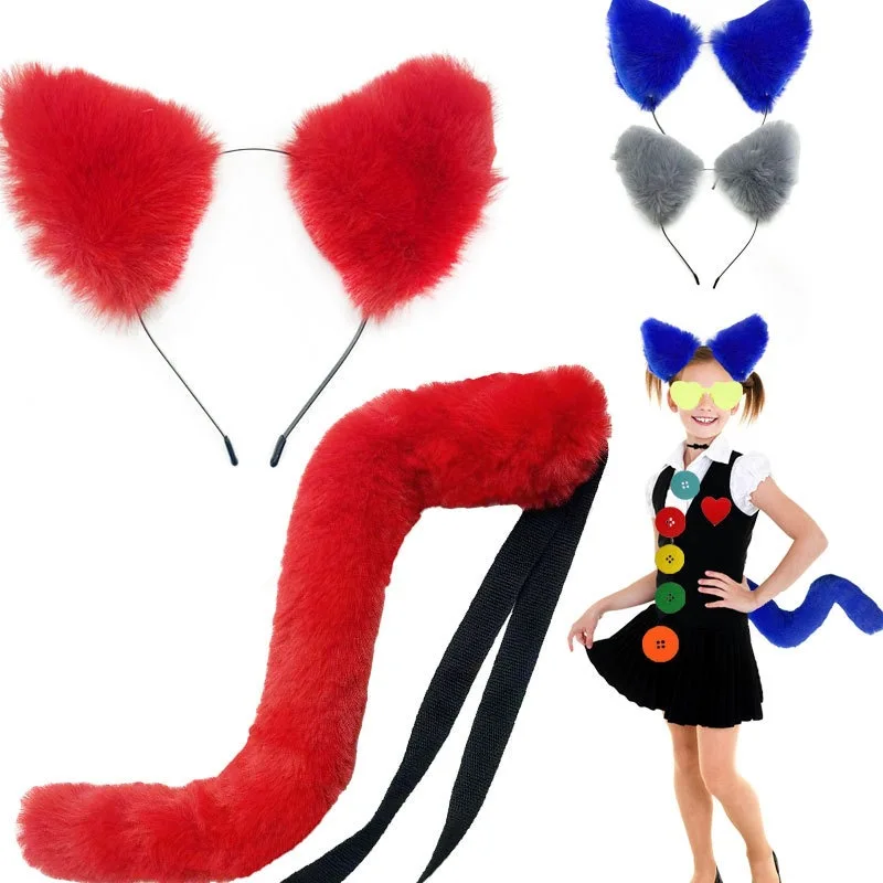 New Japanese Cat Ears Fox Ears Costume with Tail Party Halloween Cosplay Props