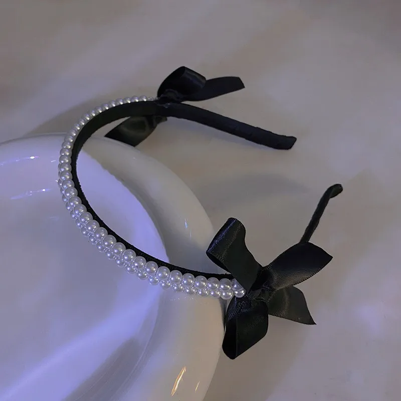 Cute Pearl Bow Bezel Headband Hairband Hair Hoop Bowknot Hair Bands for Holiday Party Jewelry Hair Accessories