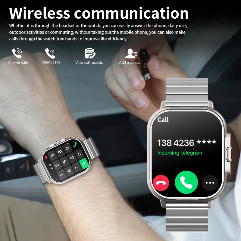 LIGE With Earbuds Bluetooth Headset Smartwatch GPS Tracker NFC Men Women Music Sport Smart Watch Headphones SpO2 Blood Pressure