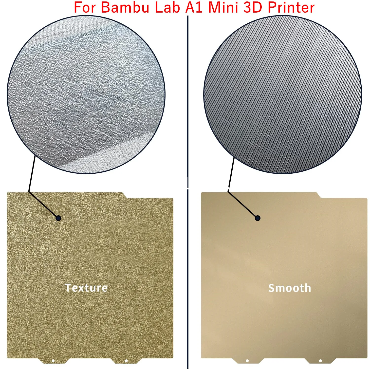 

Smooth PEI+Textured PEI Build Plate for Bambu Lab A1 Mini 184x184mm Double Sided Spring Steel Sheet Flexible Removal Print Bed