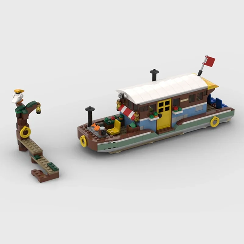 MOC-Grand Bateau 007 avec Technologie S6, décennie s de Construction Modulaires, Jouets pour Enfants, Ensembles de Bricolage à Assembler, Cadeaux