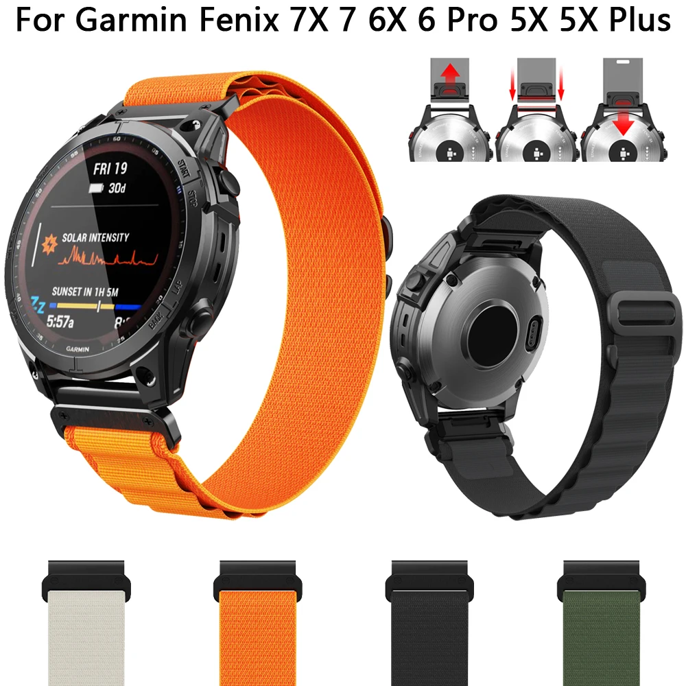 

Ремешок для наручных часов QuickFit, нейлоновый браслет для Garmin Fenix 7X 7 Pro 6X 6 Pro 5X 5 Plus, Epix Gen 2 945 955 MK2, 26 мм 22 мм