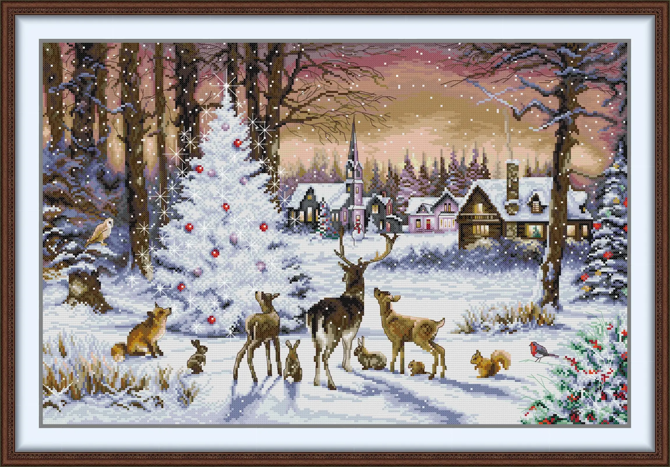 

Полный набор для вышивки крестом Maydear, ткань Aida 11CT/14CT/16CT/9CT, набор для вышивания - рождественская елка в снежной ночи