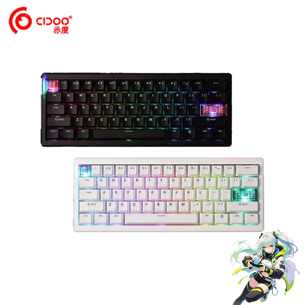 Cidoo QK61 Mechanical Keyboard Tri-mode Wireless Hot Swap Gamer Keyboard Support VIA/QMK Long Battery Life Gaming Accessories