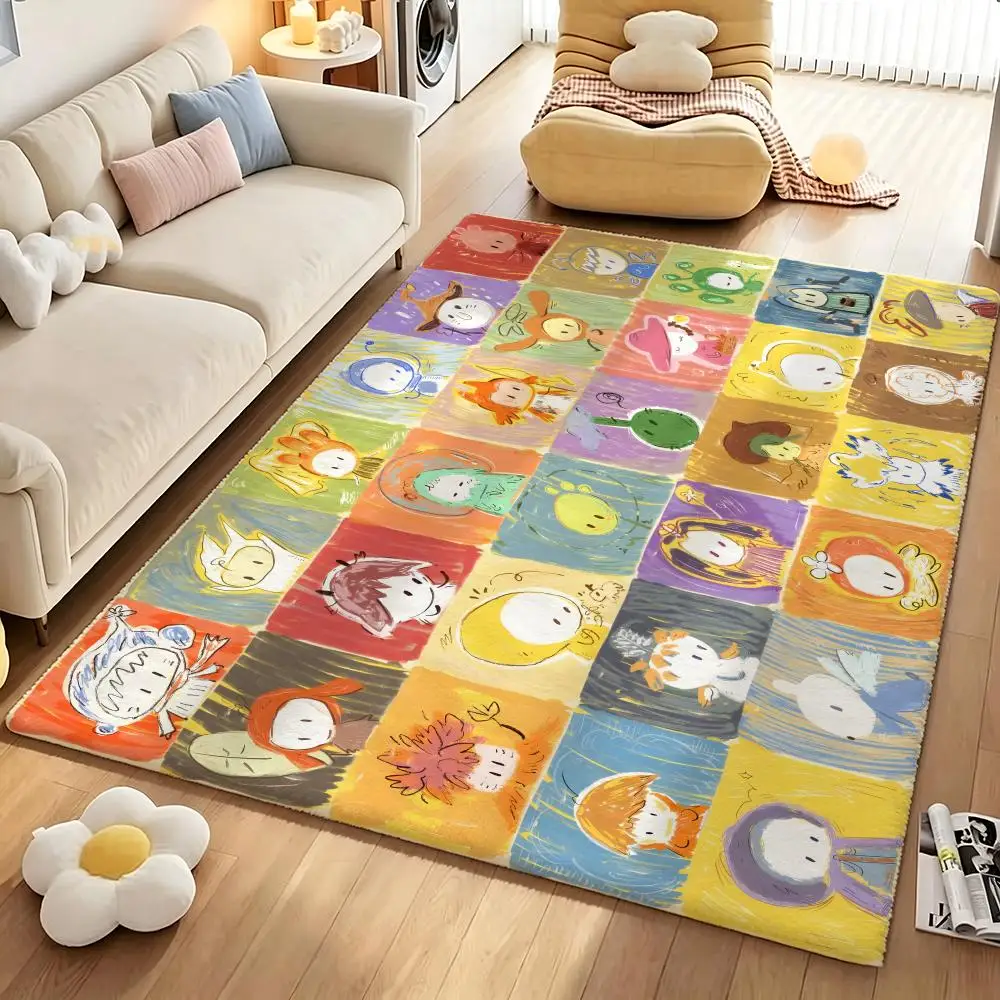 Cartoon T-This i-is B-Bai Z-Ze Floor Mat Soft Cartoon Flannel Non-Slip Kids Play Mat & Entrance Door Mat for Bathroom Bedroom