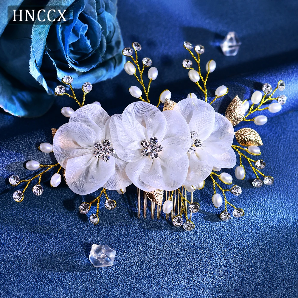 

HNCCX Trendy Rhinestone Bride Hair Jewelry Wedding Elegant Hair Accessories Pearl Comb Headwear Bridesmaid Headdress CP855