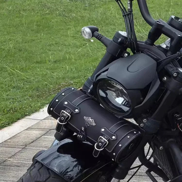 Retro motorcycle head bag, cylindrical tool bag, electric car rear seat bag, front hanging tail edge , waterproof and sunscreen.