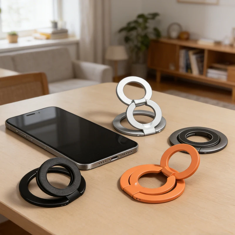 

Двойной магнитный держатель для телефона, портативная складная подставка-кольцо для iPhone 17 16 15, с сильным магнитом, кольцо-держатель для пальца, совместимое с MagSafe