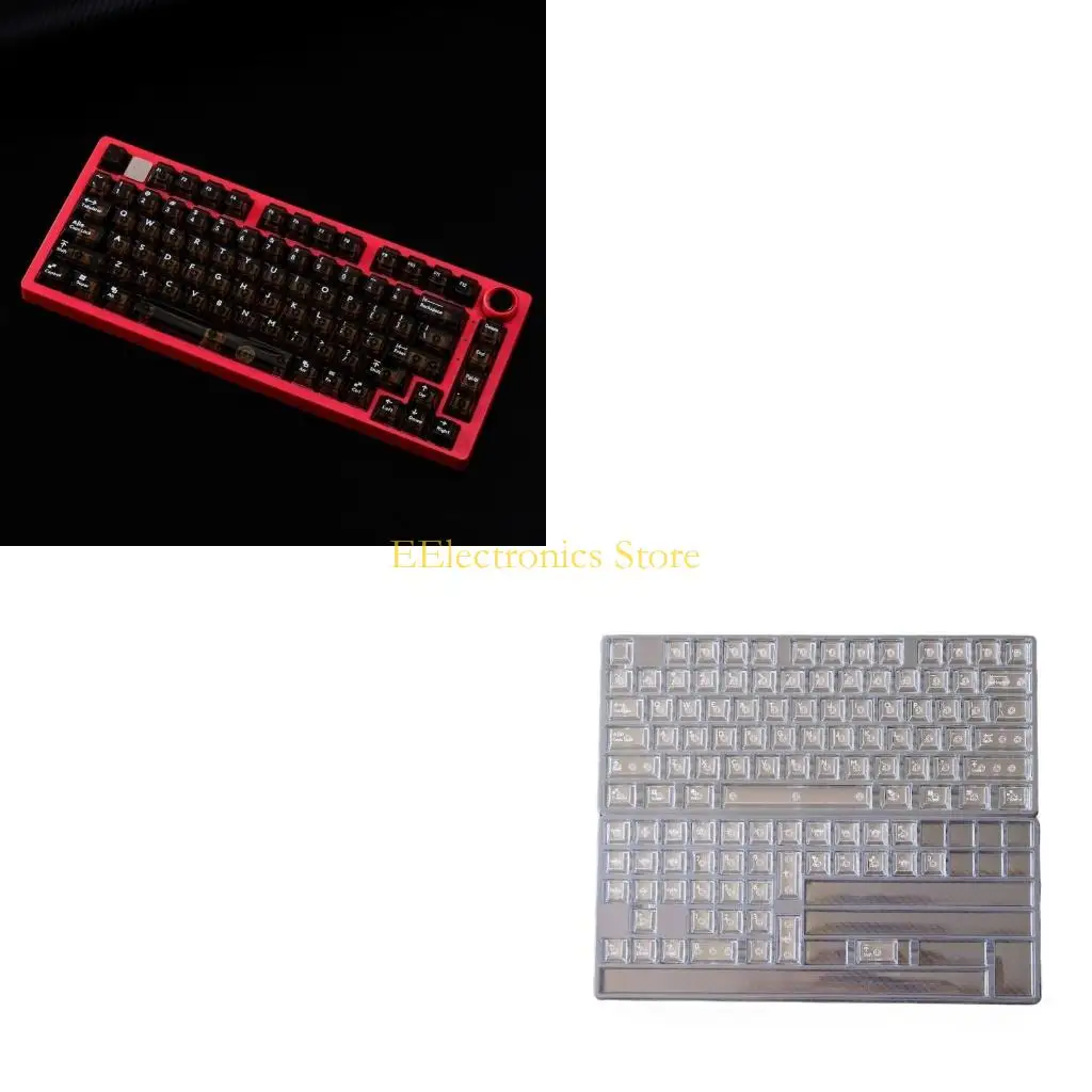 B03C 114Keys Full Transparents Series Keycaps Original Height Backlits Keycap for 61 64 68 84 96 980 Mechanical Keyboards