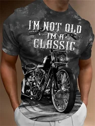 Camiseta con estampado de motocicleta 3D para hombre, camisa clásica Vintage de manga corta para hombre, camisas de motorista de paseo callejero, Tops de gran tamaño