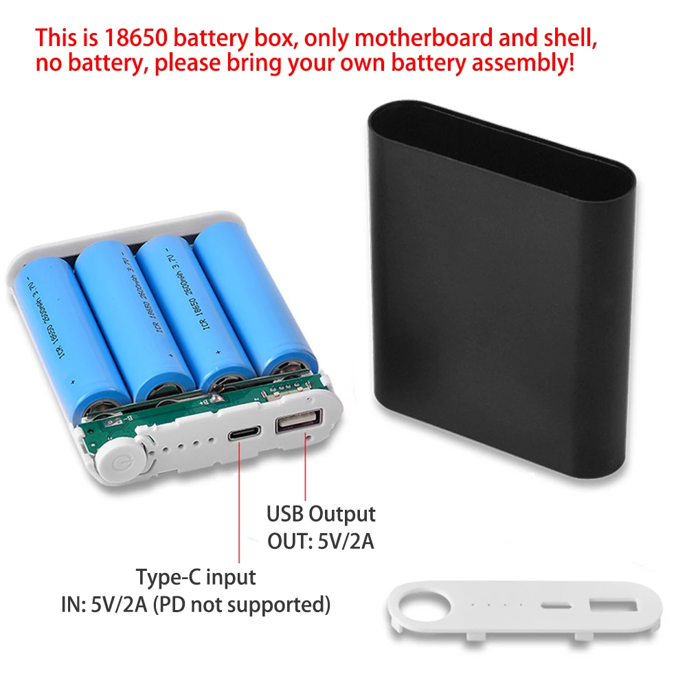 4*18650 Power Bank Battery Box Free Soldering Diy Kit for Mobile Phone Charger Shell Case Battery Storage Box Holder 4 Slot