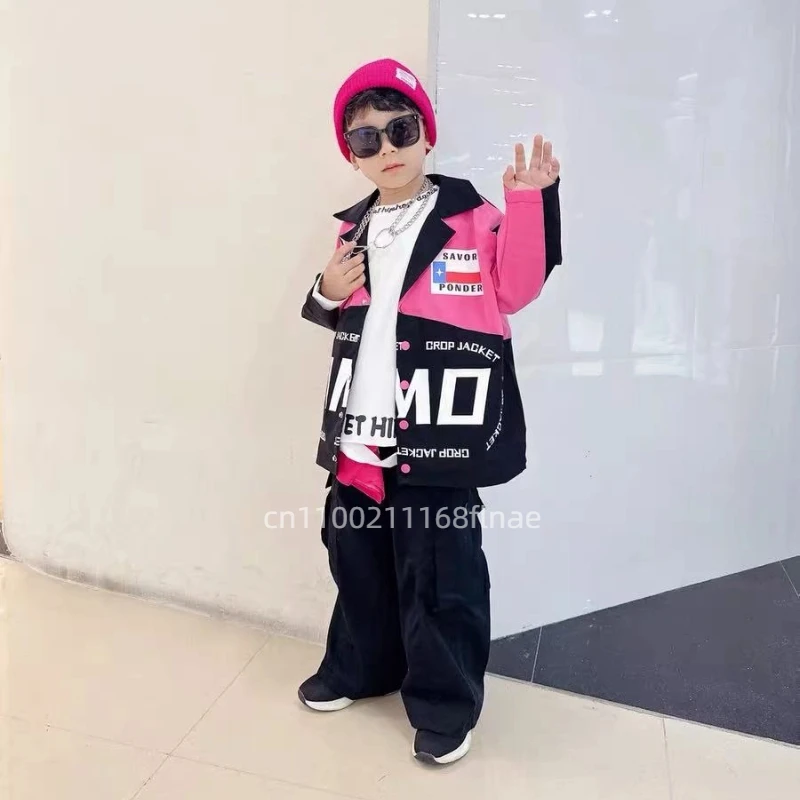 Street Dance-Motorradkostüme für Kinder, Hip-Hop-Sets für Jungen, Jazz-Dance-Laufsteg-Auftritte für Mädchen, trendige Bekleidungssets