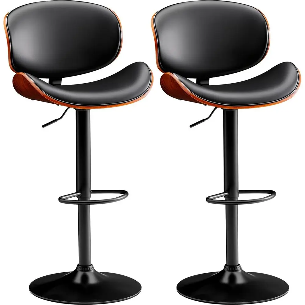 

Stools Set of 2 Adjustable Swivel Bentwood Barstools PU Leather Modern Bar Chairs with Back & Footrest for Bar, Kitchen Island,