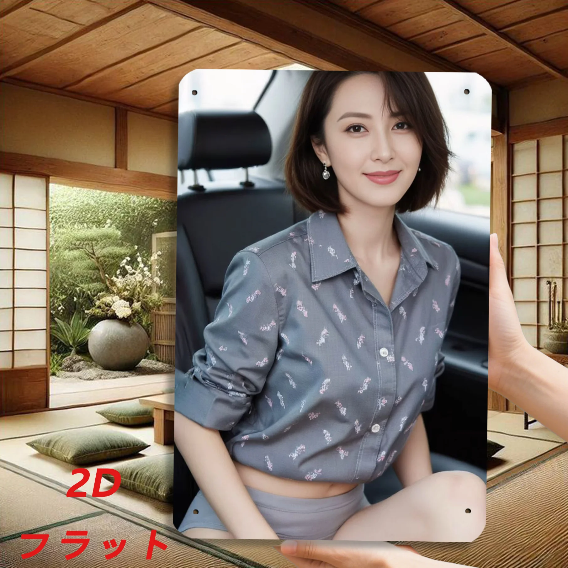 Vintage Retro Japan Grau Bedrucktes Hemd Metallblechschild 8x12 Zoll Japanische Wanddekoration für Zuhause, Bar, Büro