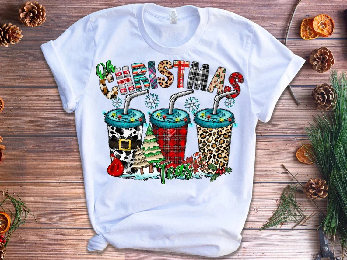 

Oh Christmas Teas Graphic Print T Shirt Women'S Clothing Stressed Blessed Coffee Obsessed Tshirt Femme Harajuku Kawaii Clothes