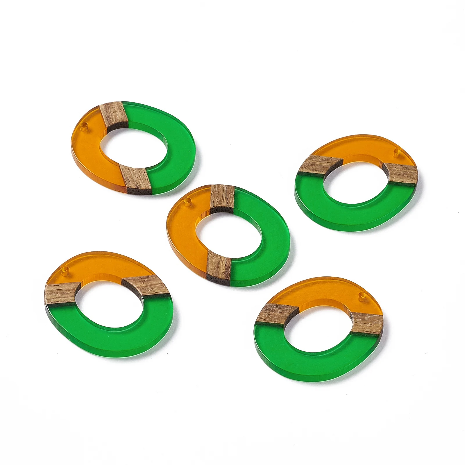 20pcs Drop Earring Resin Charms Handmade Natural Wood Donut Pendant Diy Necklace Wooden Jewelry Findings