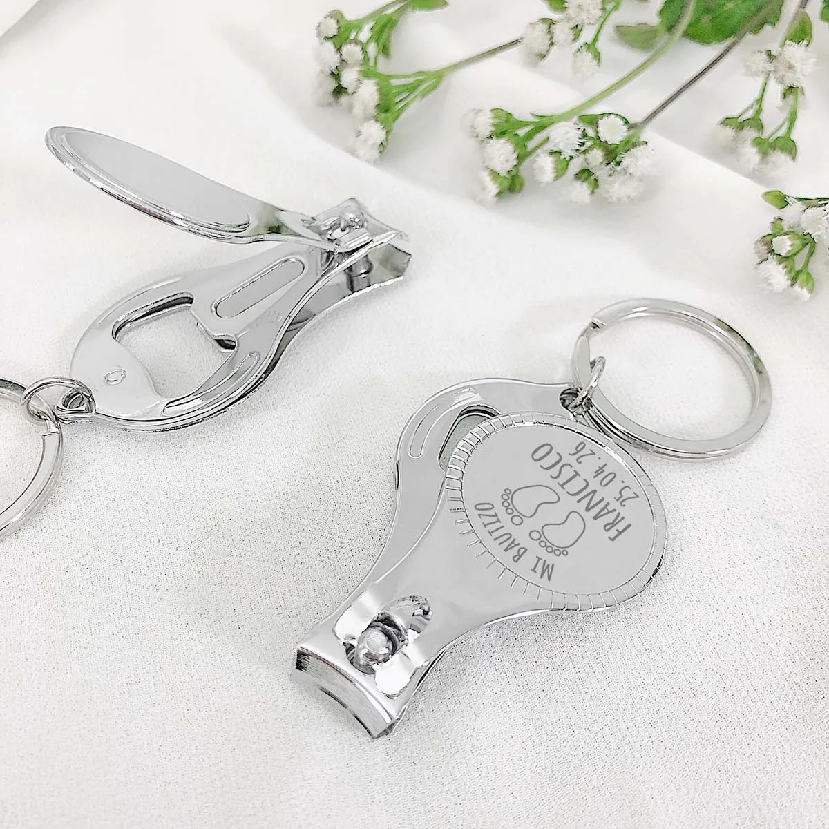 Baptism Favors Christening Guest Gifts Custom Baptism & Christening Favors Personalized Nail Clipper Keychain with Bottle Opener