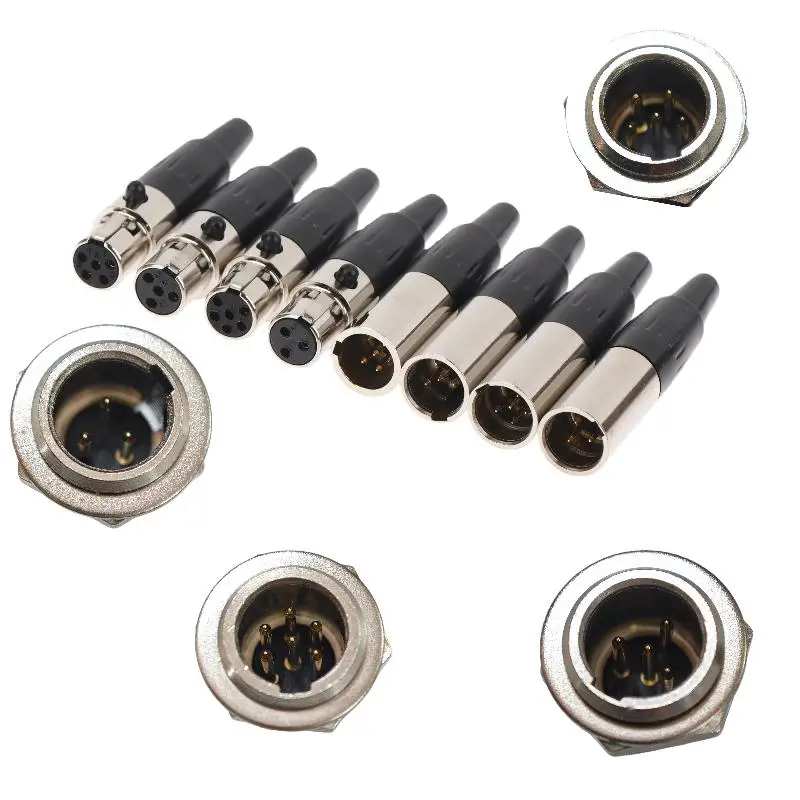 Mini XLR 3/4/5/6 Pin Straight Connector: 1Pcs Small XLR Audio Plug for Microphone Cable Male/Female